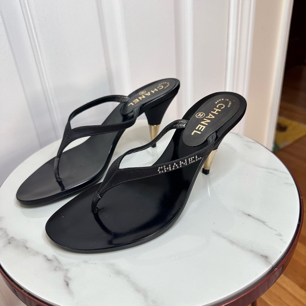 Chanel rhinestone y2k vintage sandals 39.5 new box - Picture 3 of 11